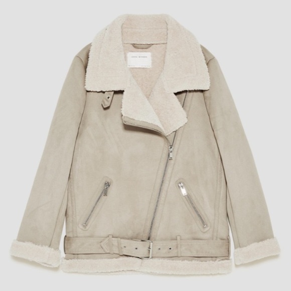 New Zara Textured Warm Biker Jacket - Picture 2 of 13